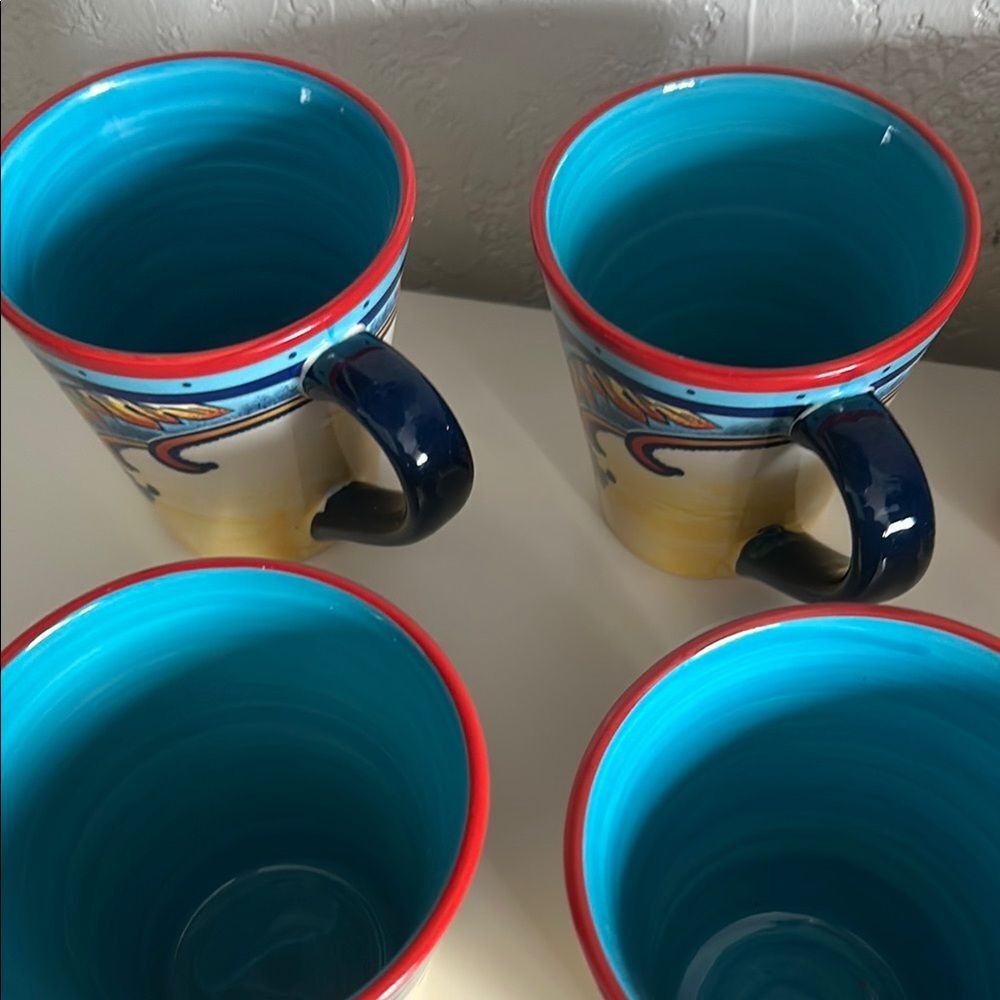 Vibrant Yellow and Blue Dining Mugs Set of Seven - Picture 6 of 8